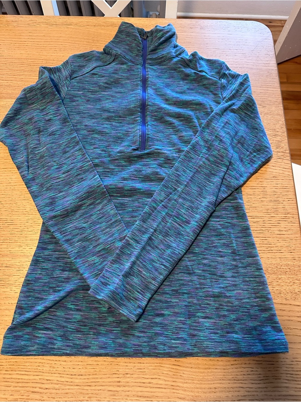 Columbia Men's Teal and Blue Space-Dye Half-Zip Performance Pullover